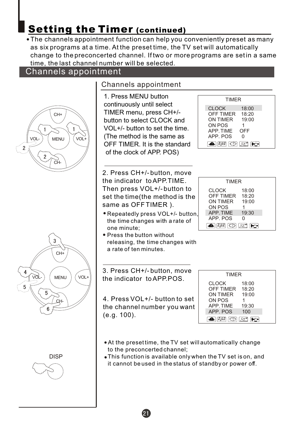 Т³гж 22, Setting the timer, Channels appointment | Continued) | haier 21FA10-AM User Manual | Page 22 / 32