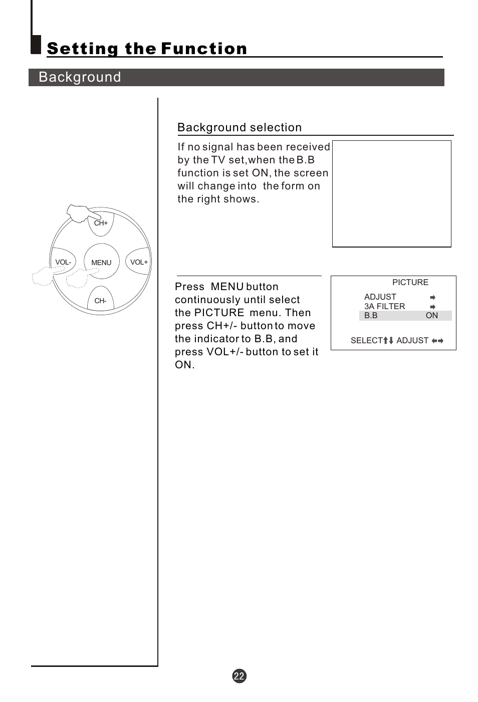 Т³гж 23, Setting the function, Background | Background selection | haier 21FA10-AM User Manual | Page 23 / 32