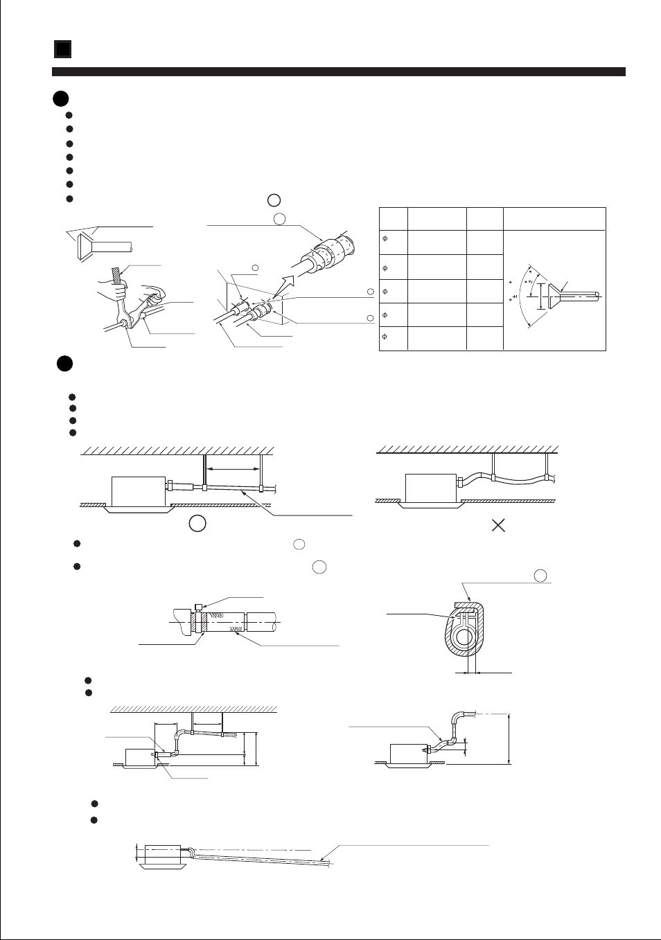 Installation procedure, Installation of water drainage pipe, Refrigerant piping | Cautions for the drain water lifting pipe | haier AB212XCEAA User Manual | Page 20 / 28