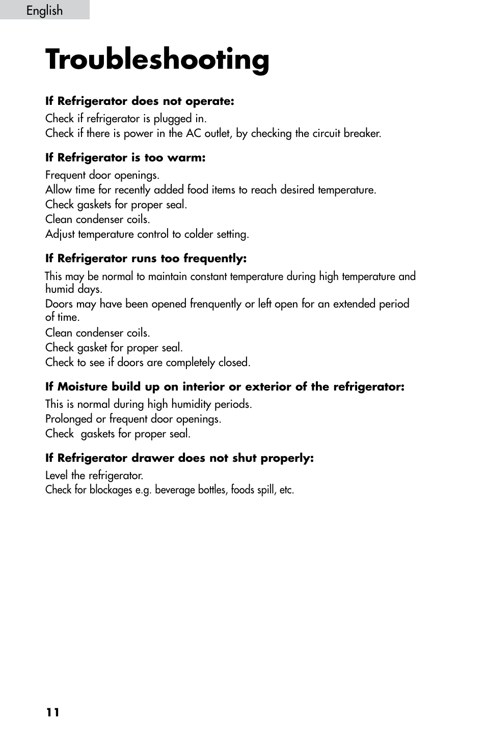 Troubleshooting | haier DD400RS User Manual | Page 12 / 40