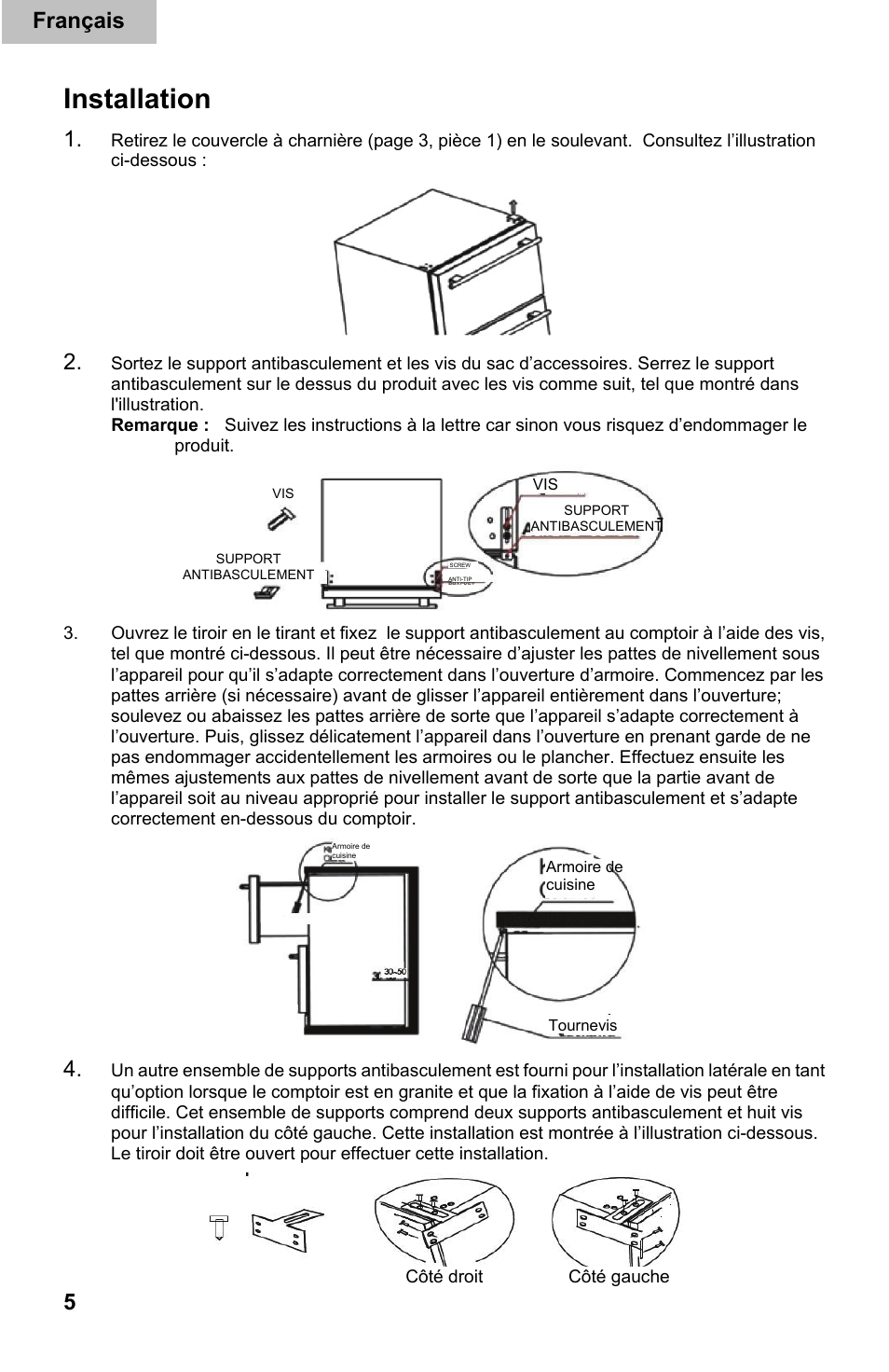 Installation, 5 français | haier DD400RS User Manual | Page 18 / 40