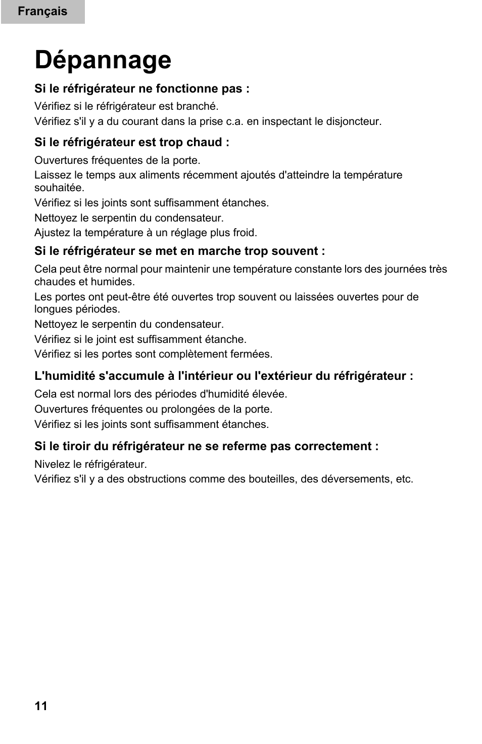 Dépannage | haier DD400RS User Manual | Page 24 / 40