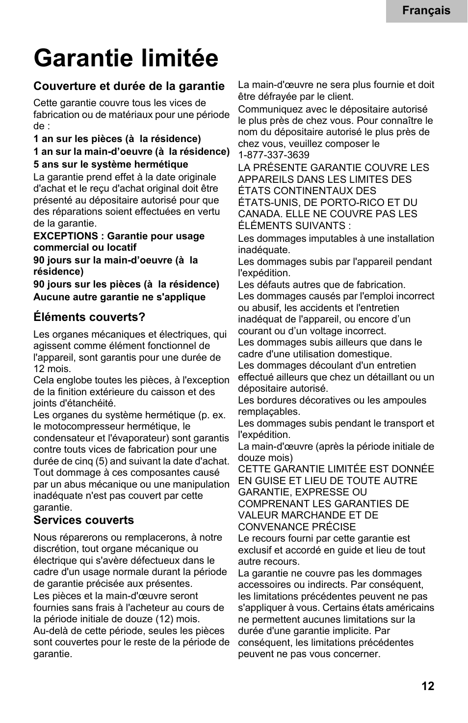 Garantie limitée | haier DD400RS User Manual | Page 25 / 40