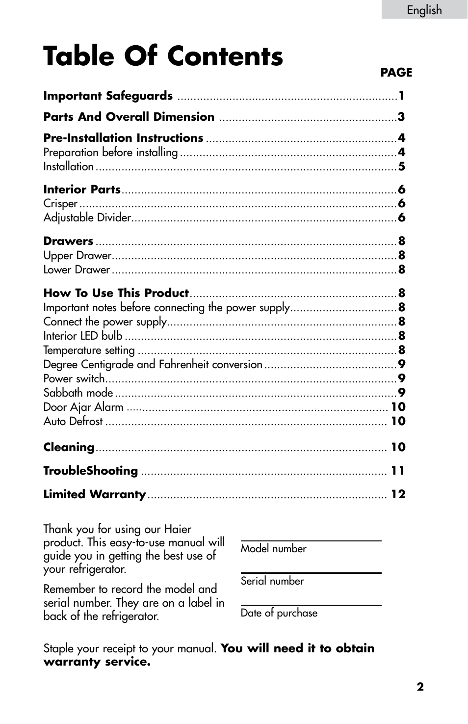 haier DD400RS User Manual | Page 3 / 40
