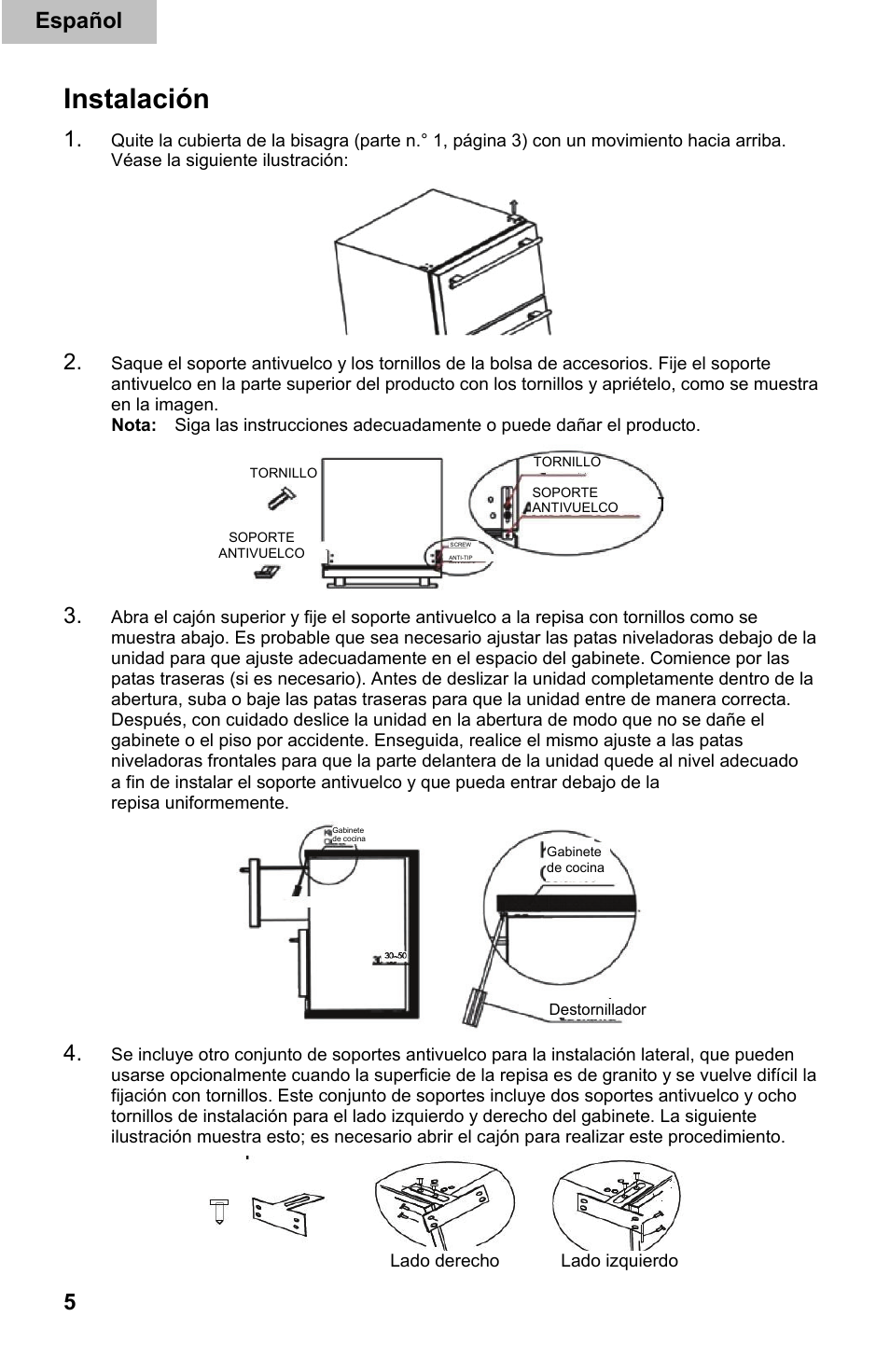 Instalación, 5 español | haier DD400RS User Manual | Page 31 / 40