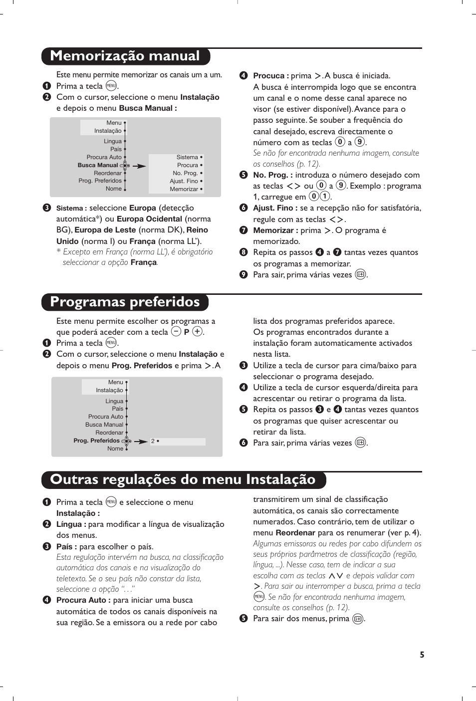 Outras regulações do menu instalação | Philips 29PT8609 User Manual | Page 31 / 112