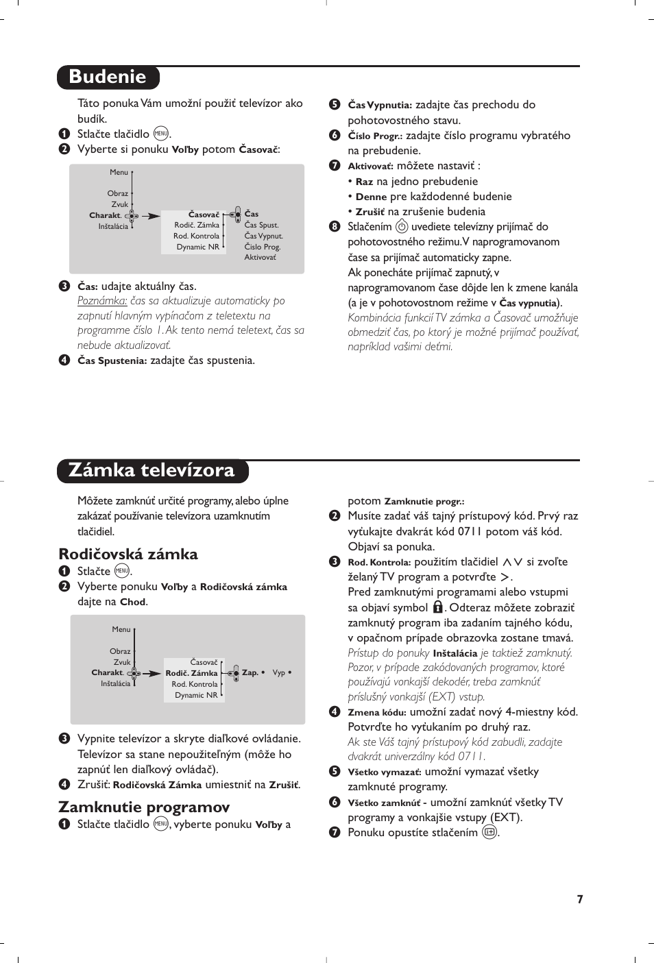 Budenie zámka televízora, Rodičovská zámka, Zamknutie programov | Philips 29PT8609 User Manual | Page 93 / 112