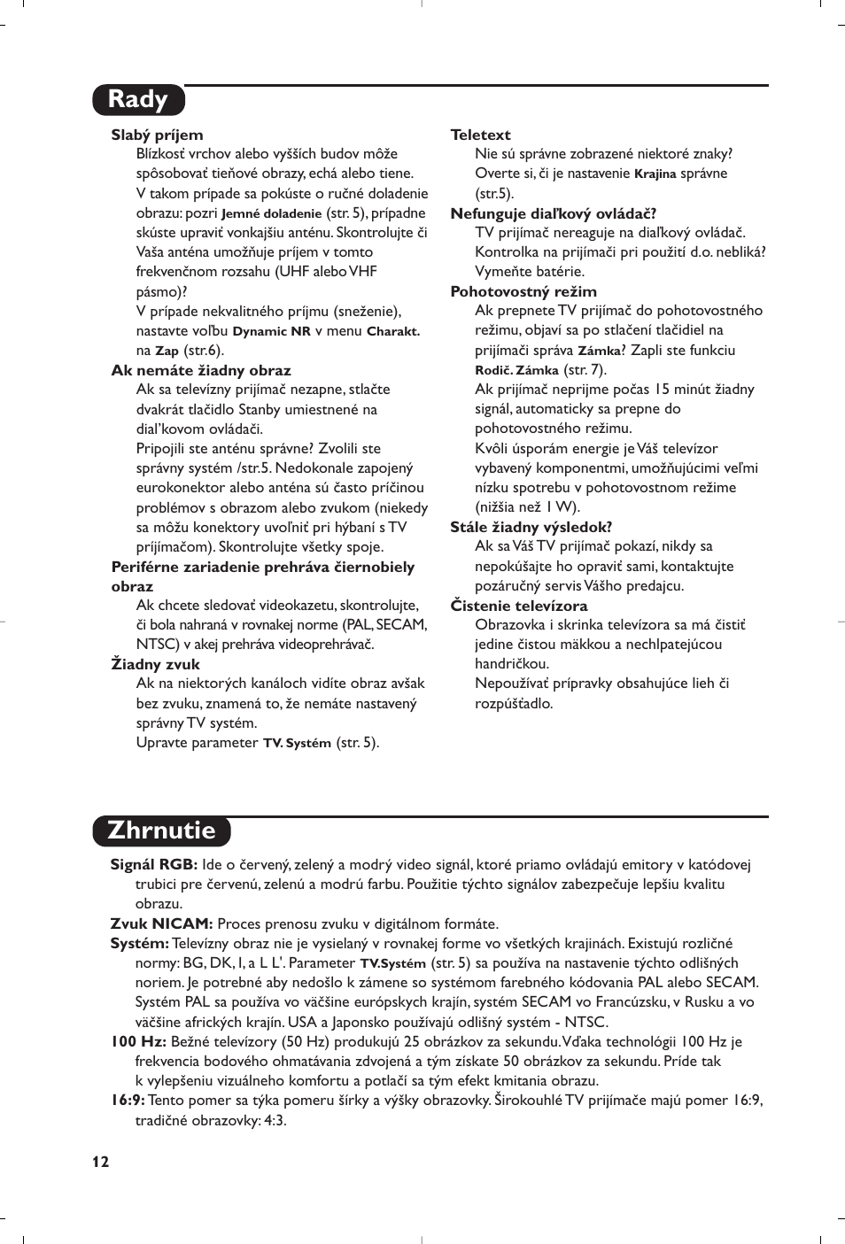 Rady zhrnutie | Philips 29PT8609 User Manual | Page 98 / 112