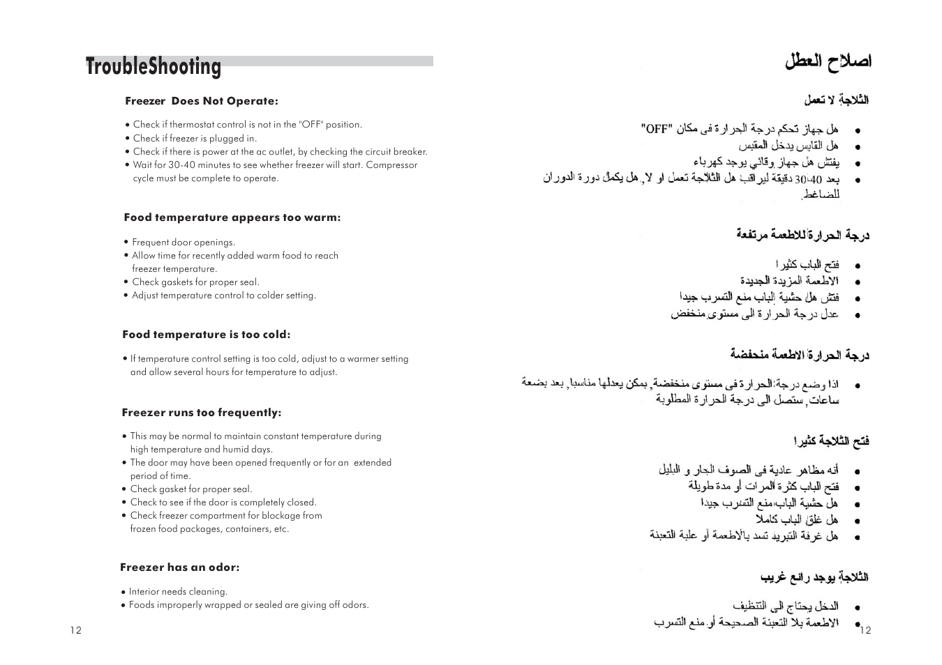 Troubleshooting | haier HCF210 User Manual | Page 14 / 14