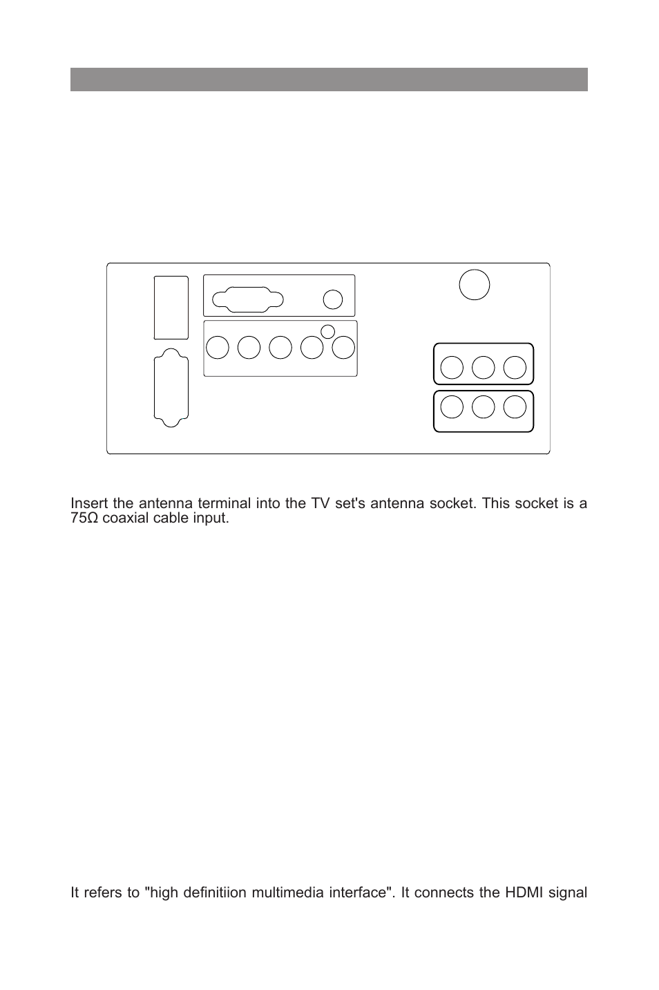 Backboard singal source interfaces, Antenna input, Cvbs | Cvbs output, Component input, Pc signal and pc audio input, Hdmi | haier L32A9 User Manual | Page 13 / 32