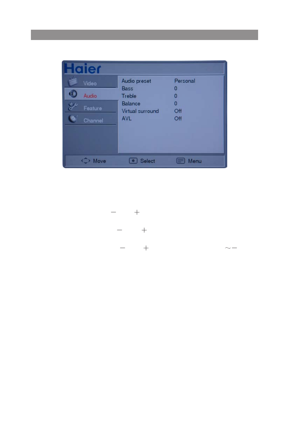 Menu operation ii. sound setting | haier L32A9 User Manual | Page 18 / 32