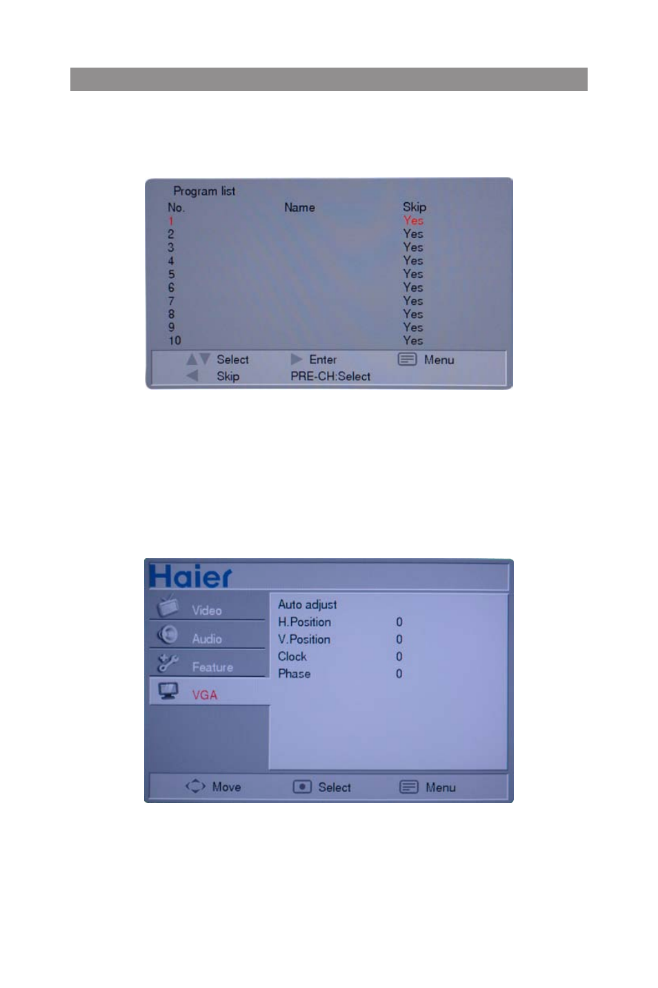 Menu operation | haier L32A9 User Manual | Page 21 / 32