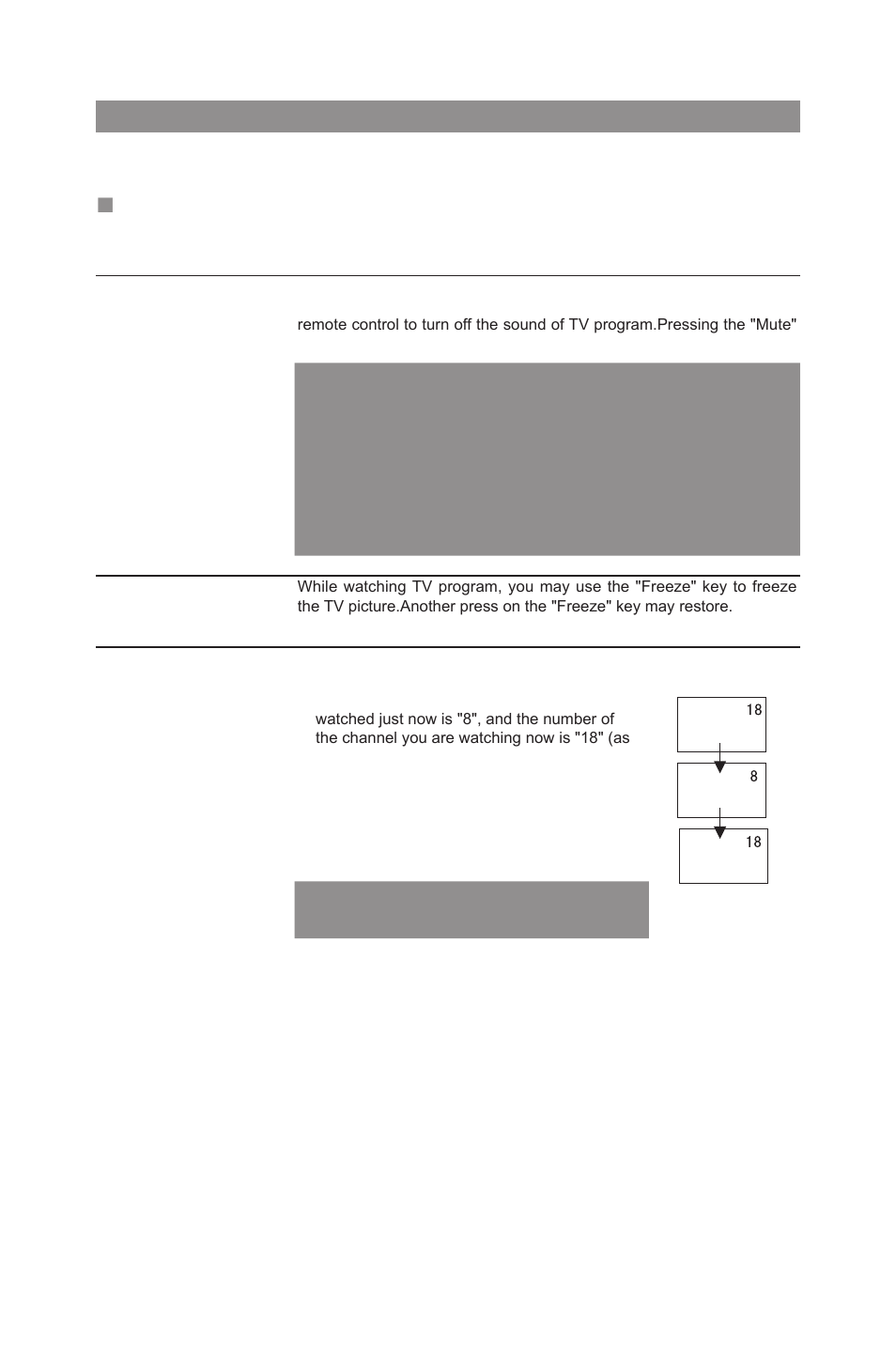 Using remote control function, Mute, freezing and playback | haier L32A9 User Manual | Page 22 / 32