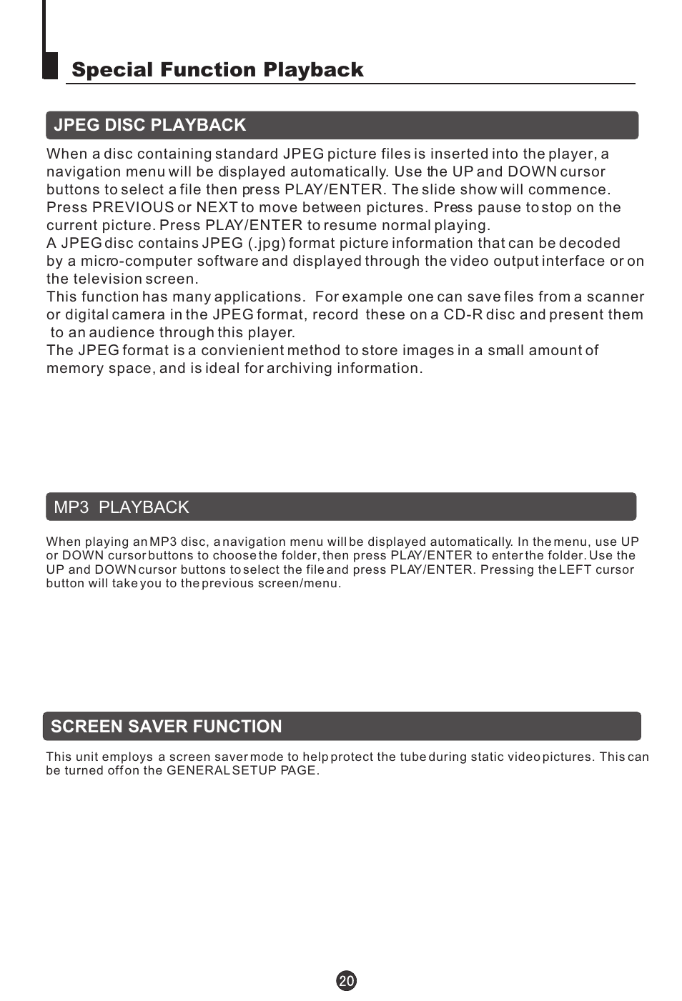 Special function playback | haier TDC1354AD User Manual | Page 21 / 32