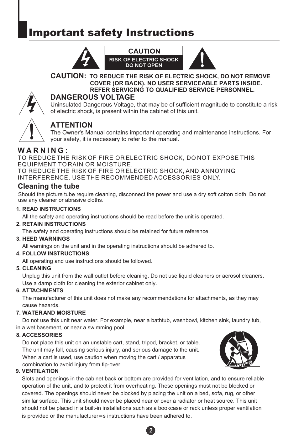 Important safety instructions | haier TDC1354AD User Manual | Page 3 / 32