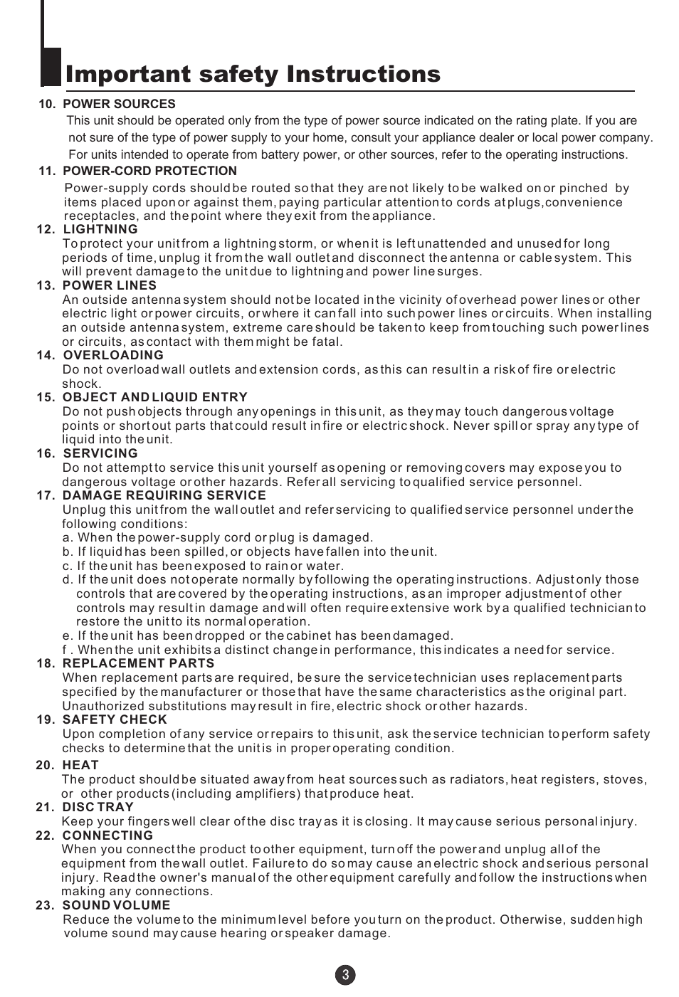 Important safety instructions | haier TDC1354AD User Manual | Page 4 / 32