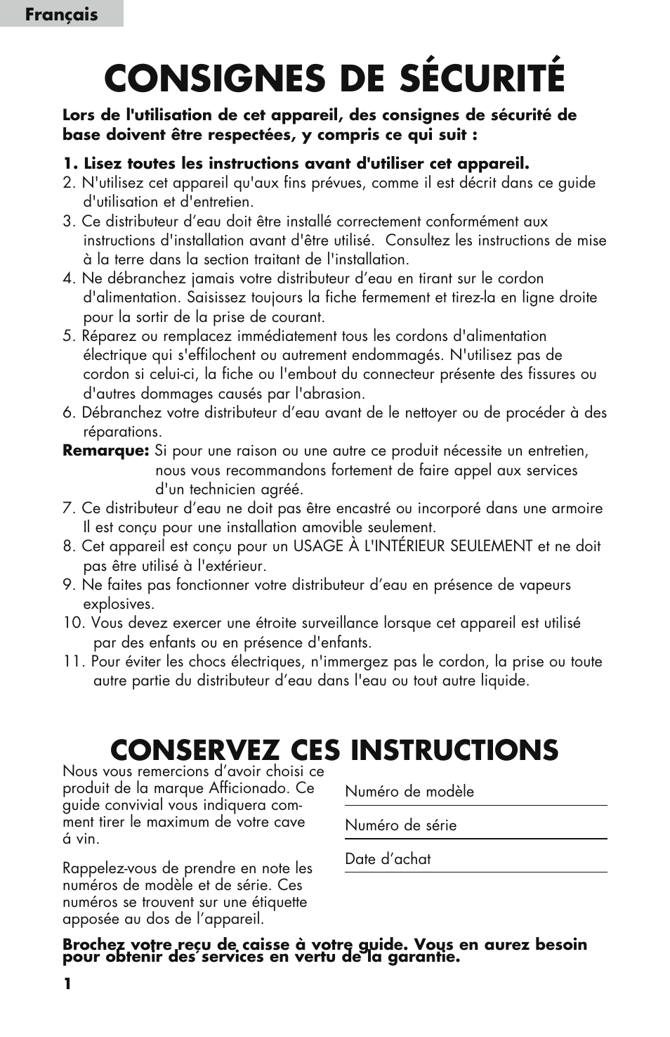 Consignes de sécurité, Conservez ces instructions | haier WDNS121SS User Manual | Page 16 / 44