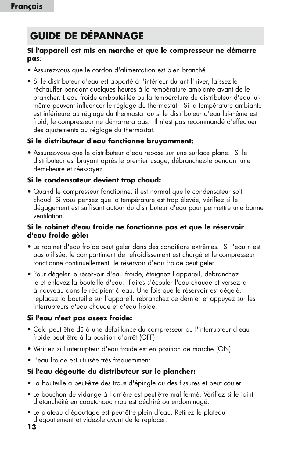 Guide de dépannage | haier WDNS121SS User Manual | Page 28 / 44