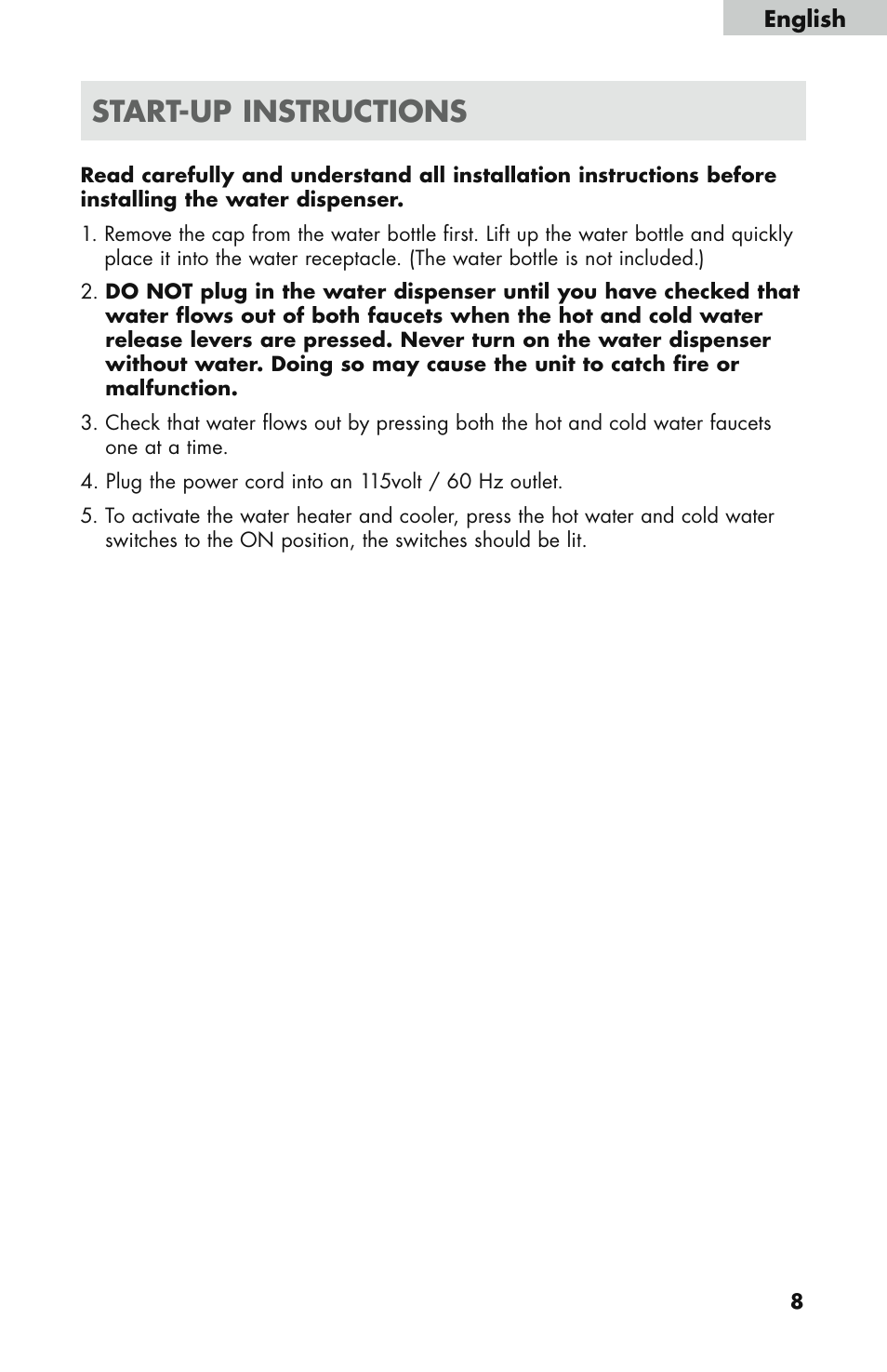 Start-up instructions | haier WDNS121SS User Manual | Page 9 / 44