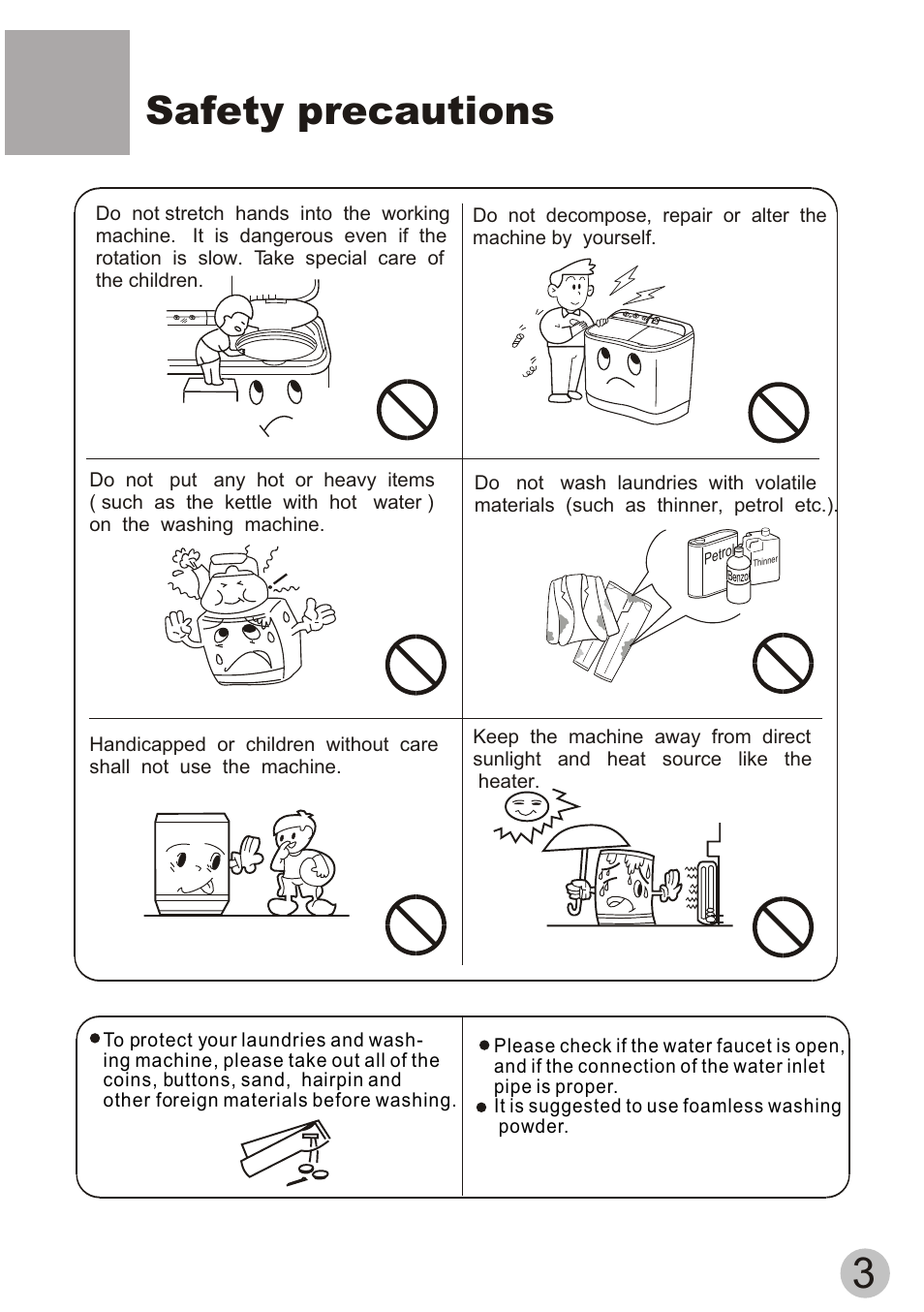 Safety precautions | haier XPB60-111S User Manual | Page 5 / 20