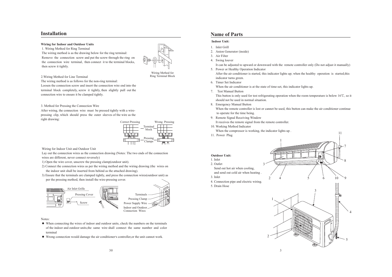 Installation name of parts | haier AS122AYARA User Manual | Page 5 / 18