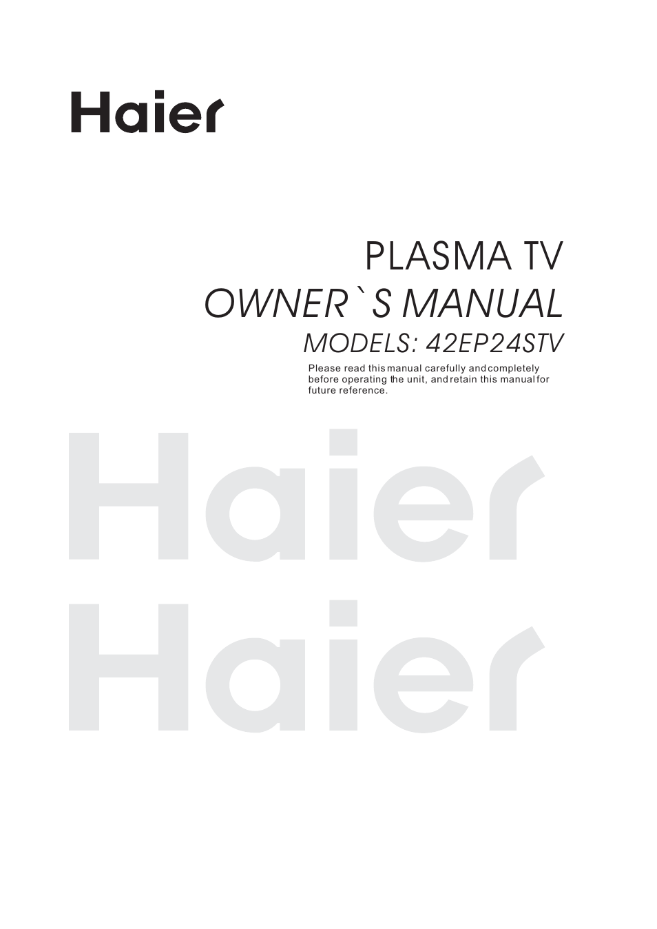 haier 42EP24STV User Manual | 33 pages