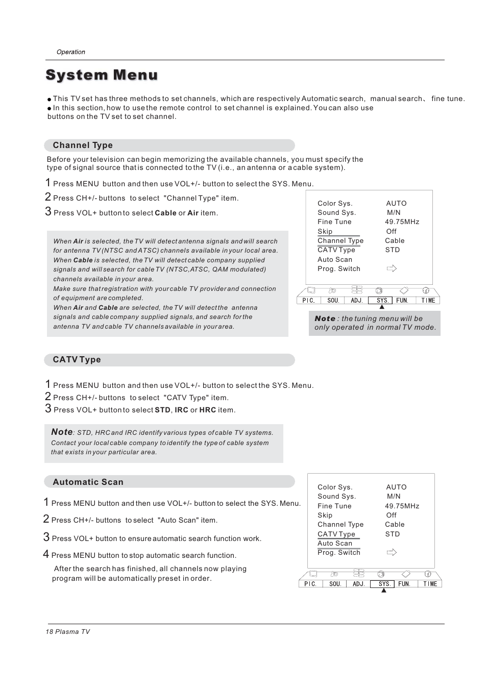 System menu | haier 42EP24STV User Manual | Page 18 / 33