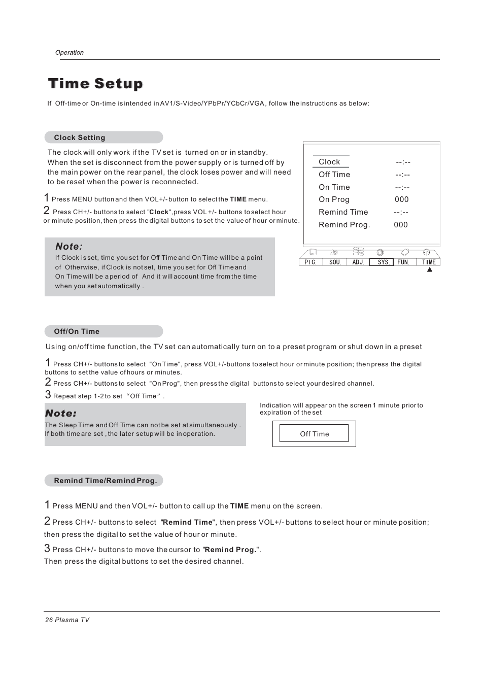 Time setup | haier 42EP24STV User Manual | Page 26 / 33