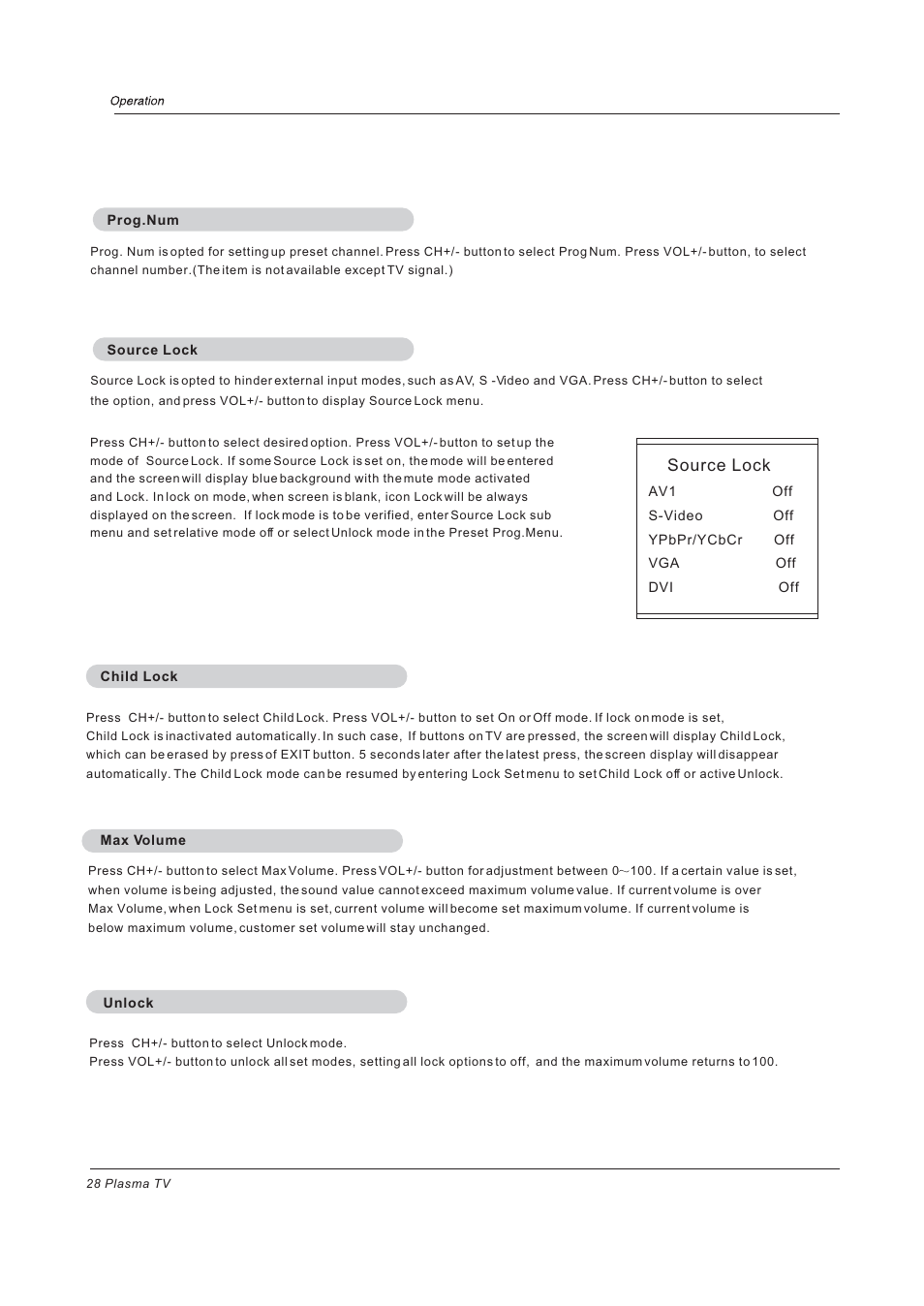 Source lock | haier 42EP24STV User Manual | Page 28 / 33