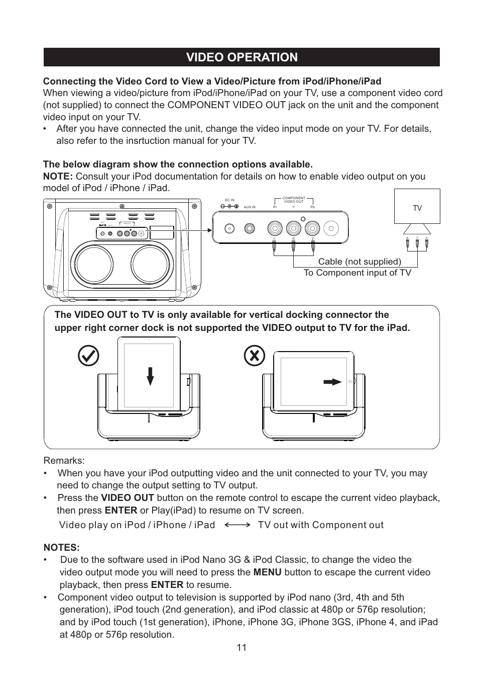 Video operation | haier IPD-100 User Manual | Page 12 / 22