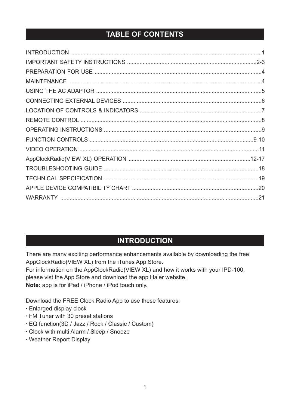 haier IPD-100 User Manual | Page 2 / 22