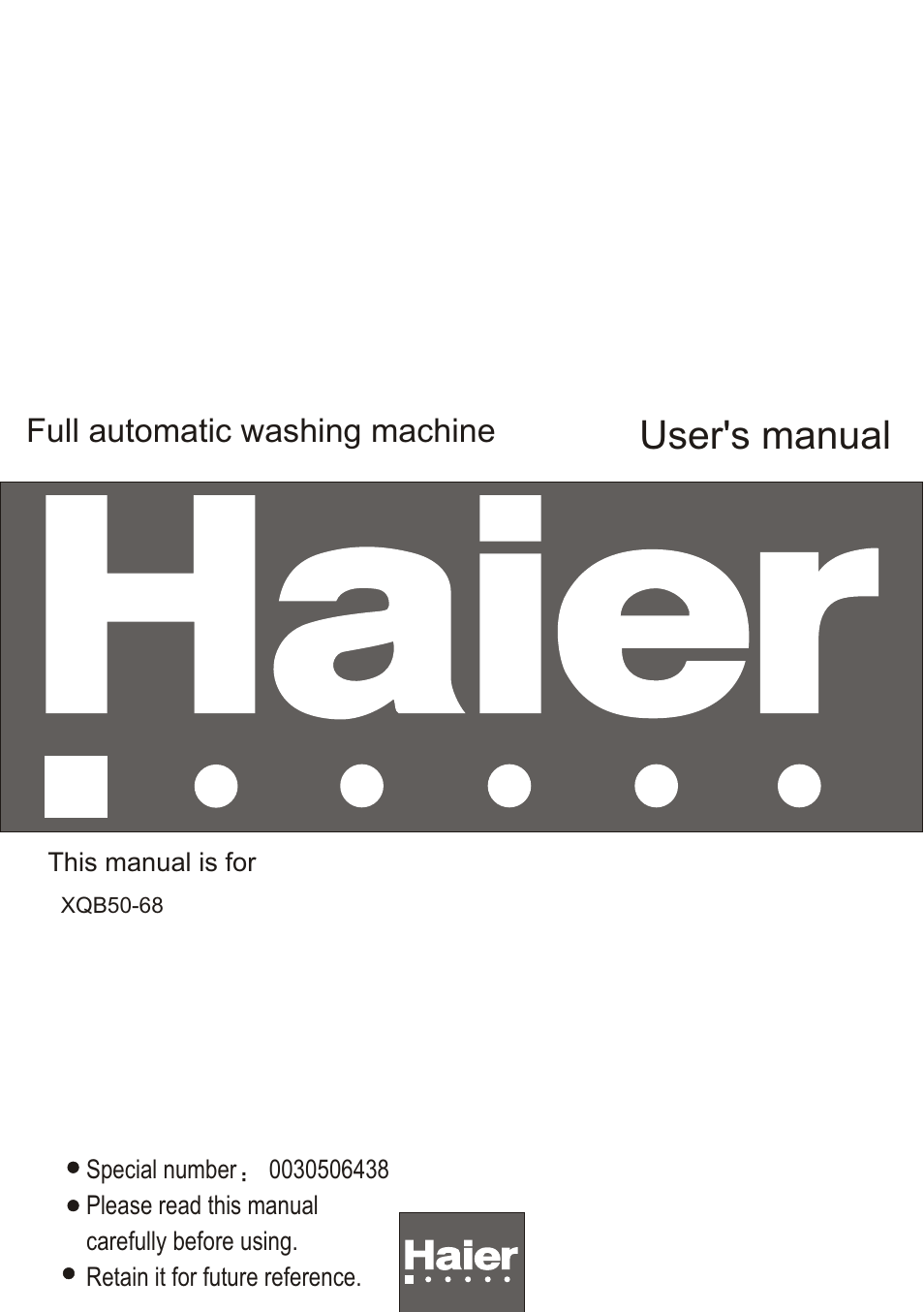 haier XQB50-68 User Manual | 18 pages