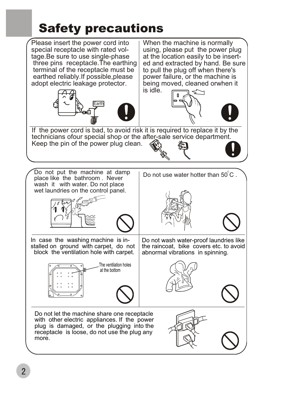 Safety precautions | haier XQB50-68 User Manual | Page 4 / 18