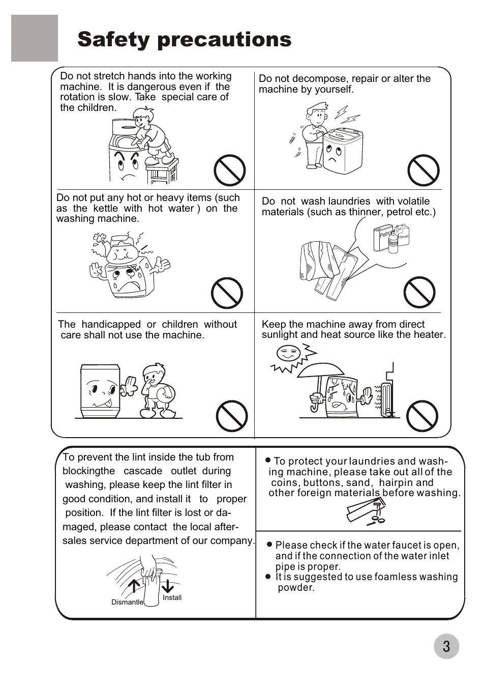 Safety precautions | haier XQB50-68 User Manual | Page 5 / 18
