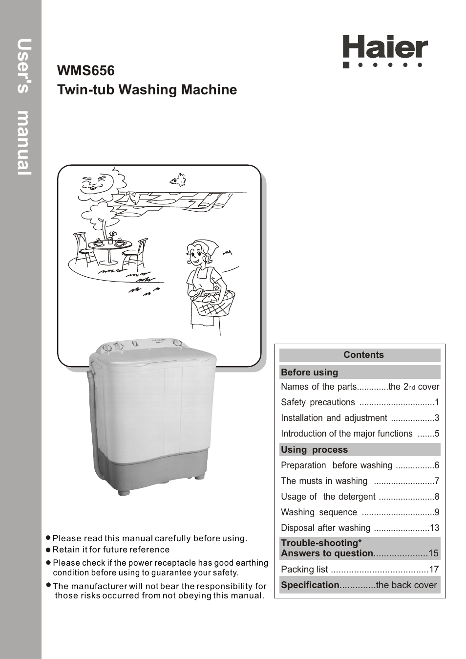 haier WMS656 User Manual | 20 pages