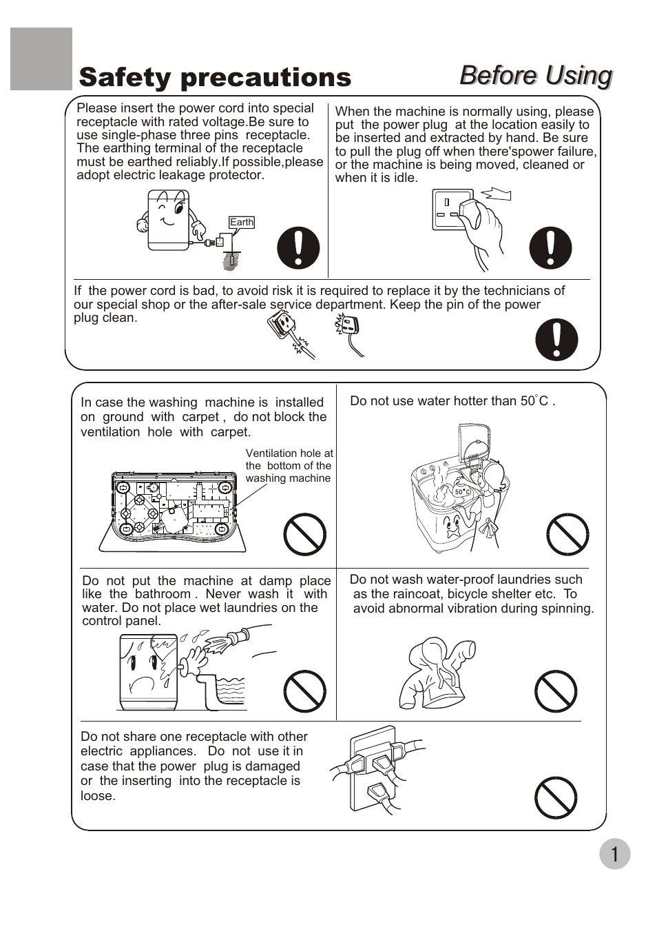 Before using, Before using safety precautions | haier WMS656 User Manual | Page 3 / 20