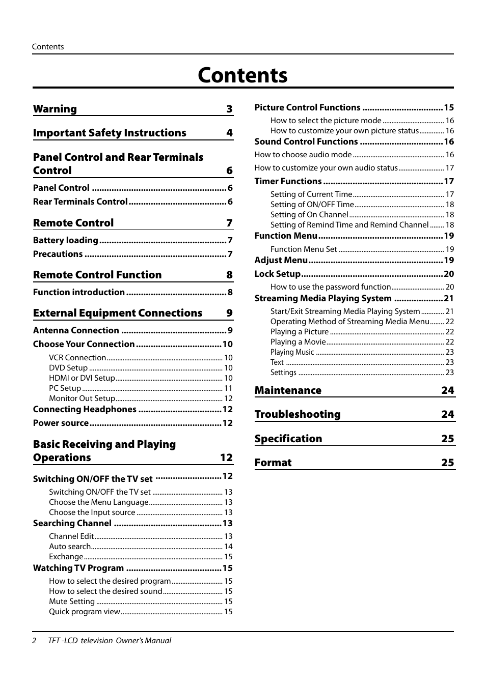 haier TFT-LCD TELEVISION L32K3 User Manual | Page 2 / 27