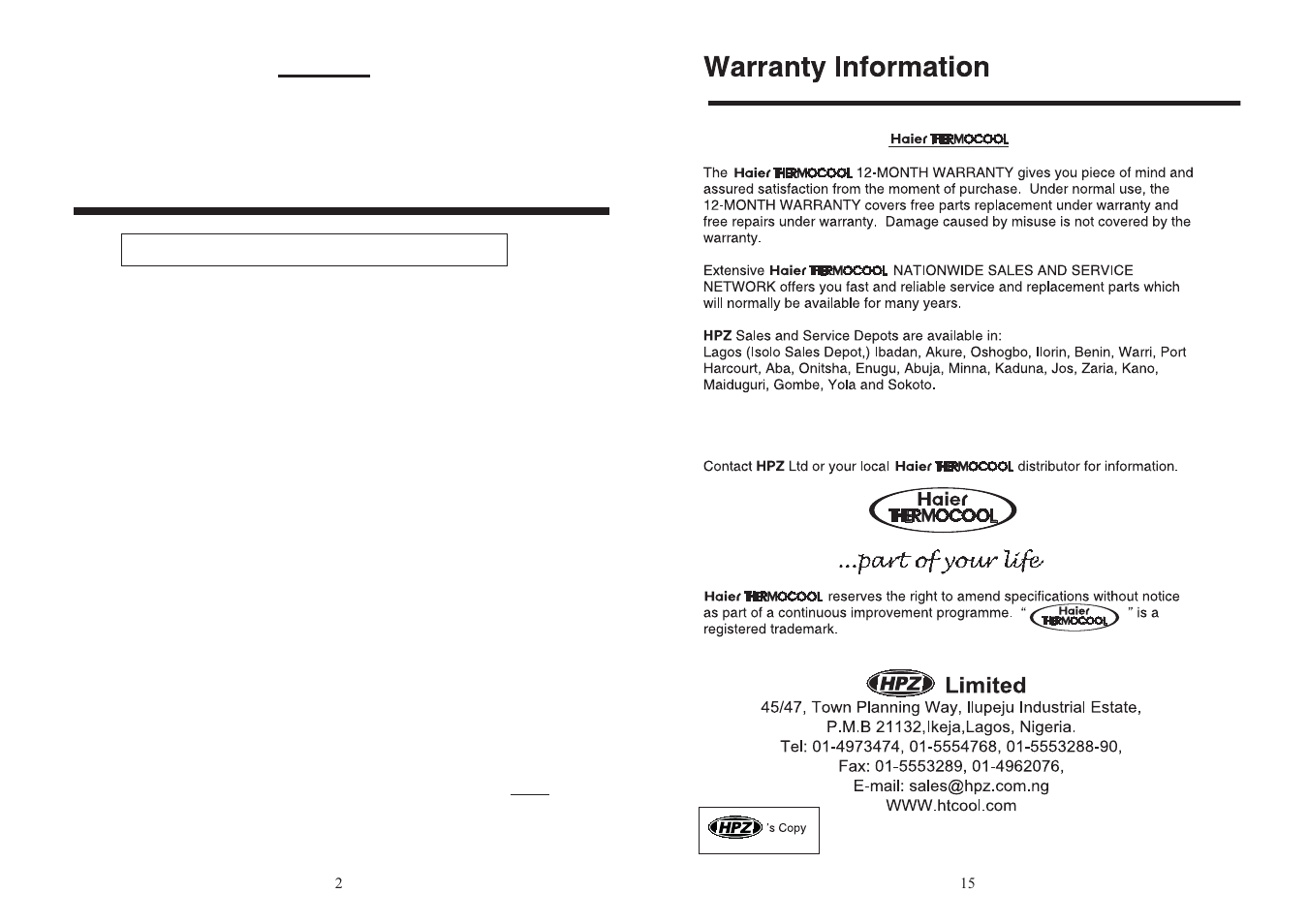 Important safeguards, Danger | haier THERMOCOOL BD-66A User Manual | Page 4 / 10