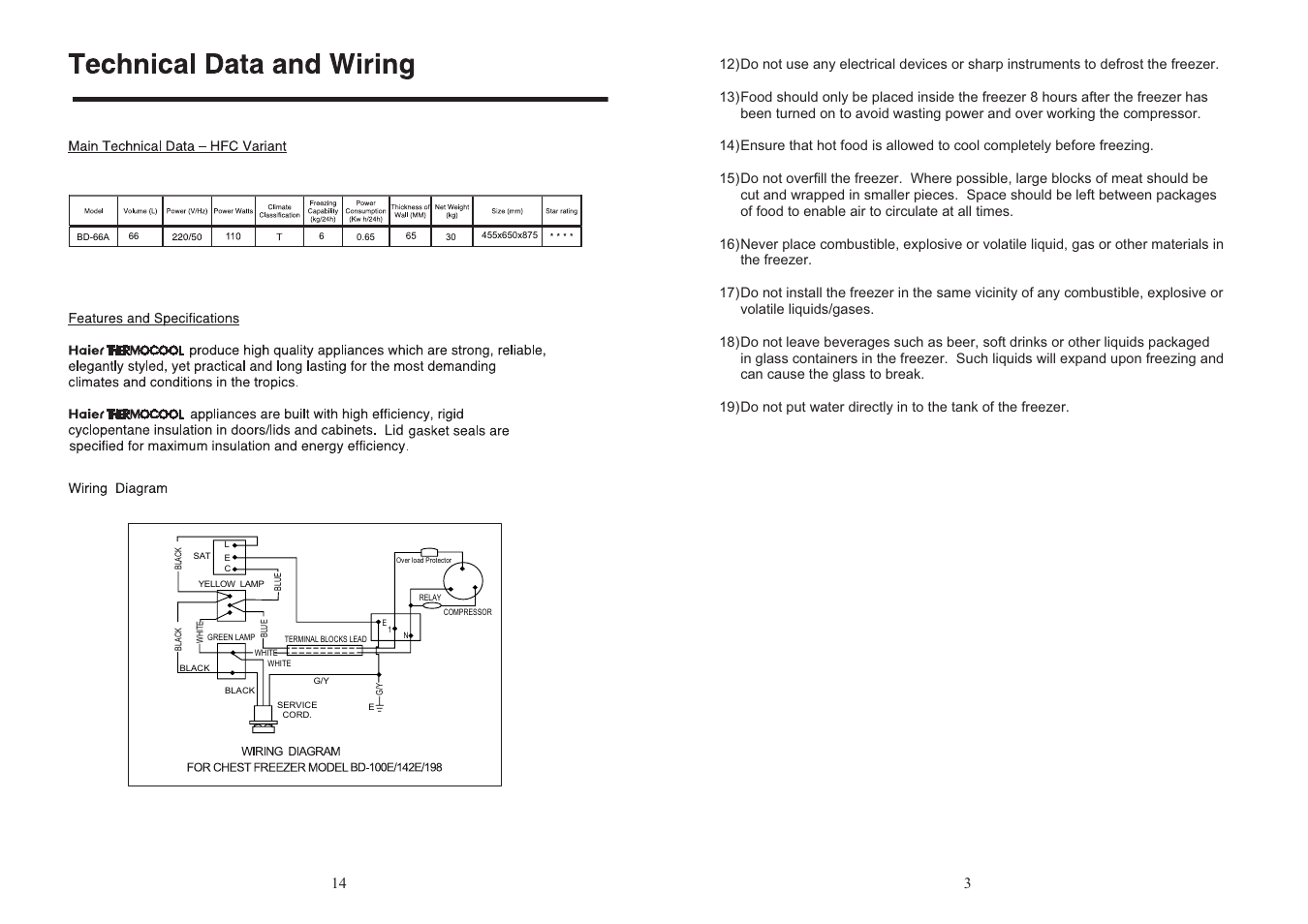 haier THERMOCOOL BD-66A User Manual | Page 5 / 10
