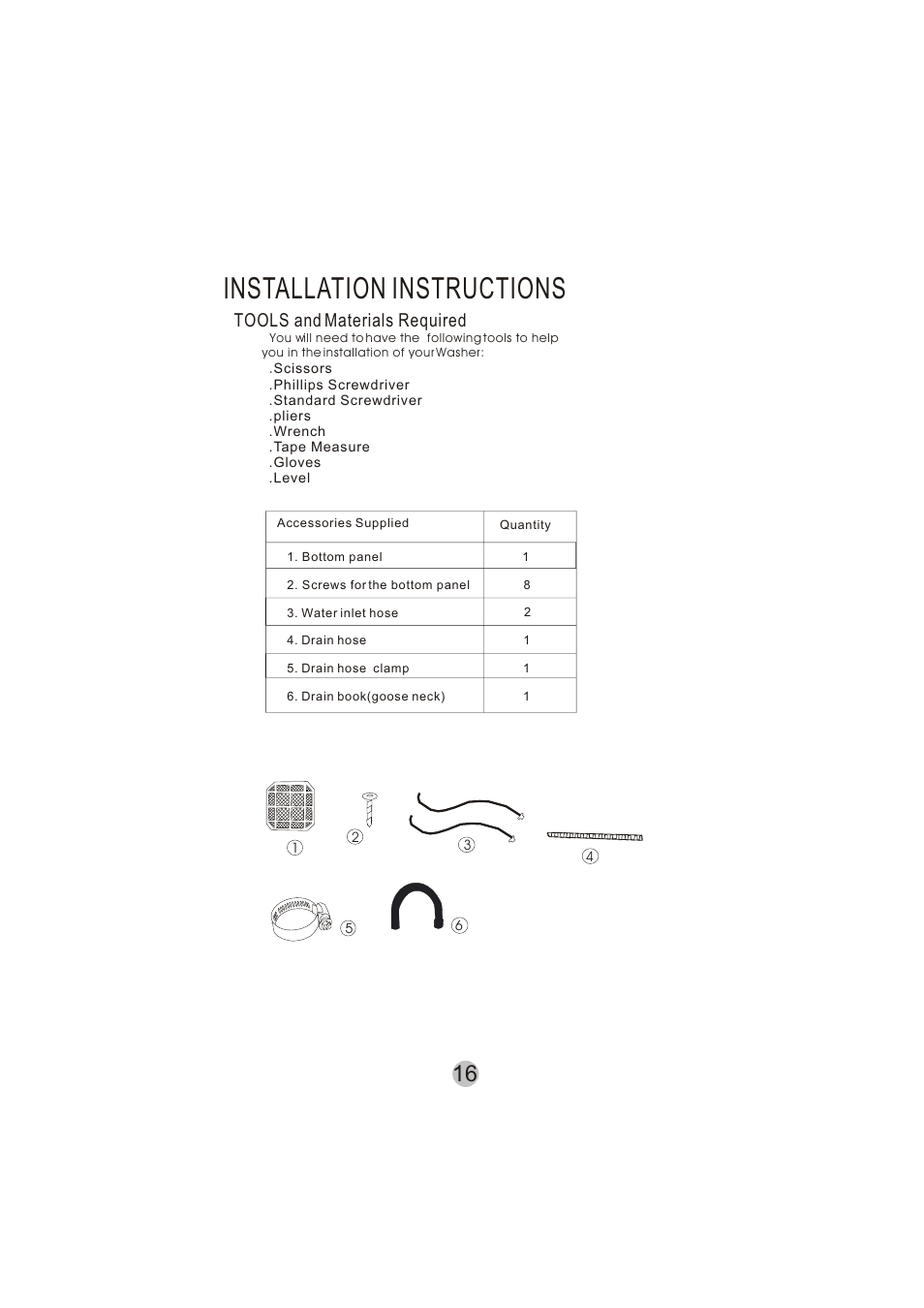 Installation instructions, Tools and materials required | haier HWM50TLF User Manual | Page 17 / 21