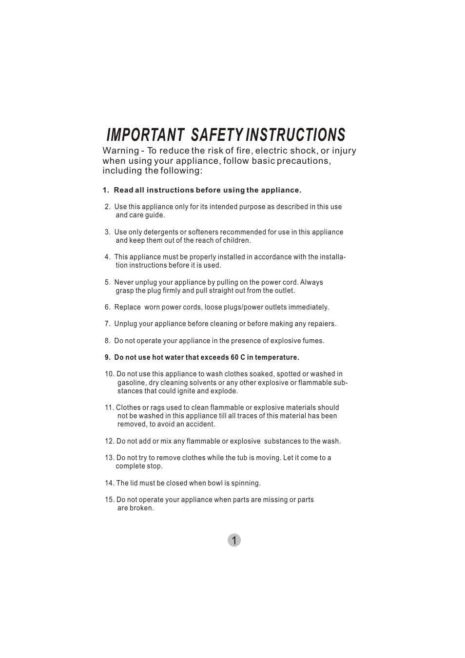 Important safety instructions | haier HWM50TLF User Manual | Page 2 / 21