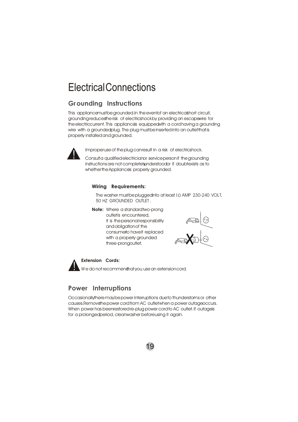 Electricalconnections | haier HWM50TLF User Manual | Page 20 / 21