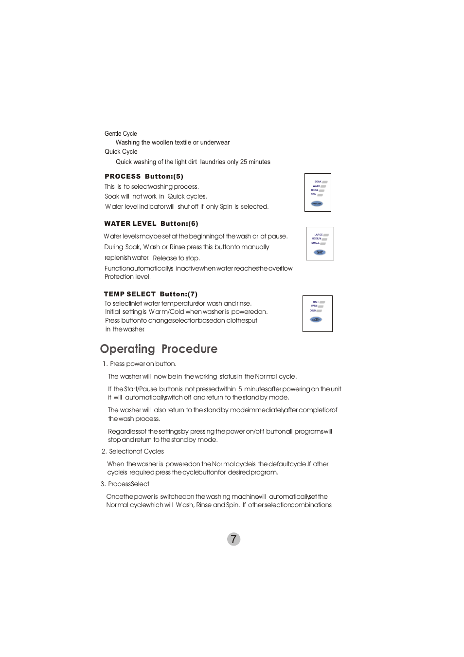 Operating procedure | haier HWM50TLF User Manual | Page 8 / 21