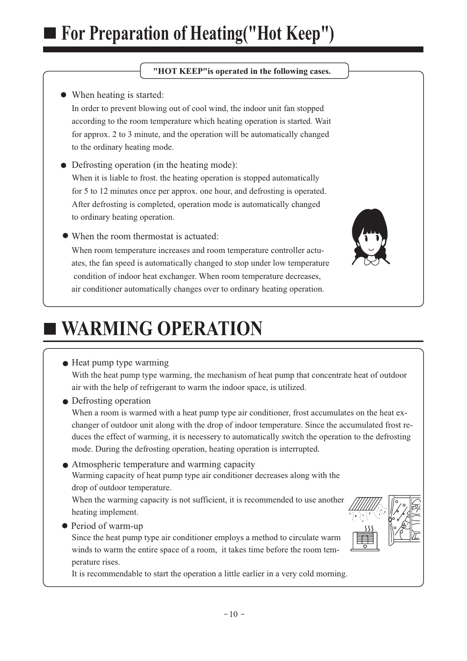 For preparation of heating("hot keep"), Warming operation | haier AD362AMEAA User Manual | Page 11 / 22