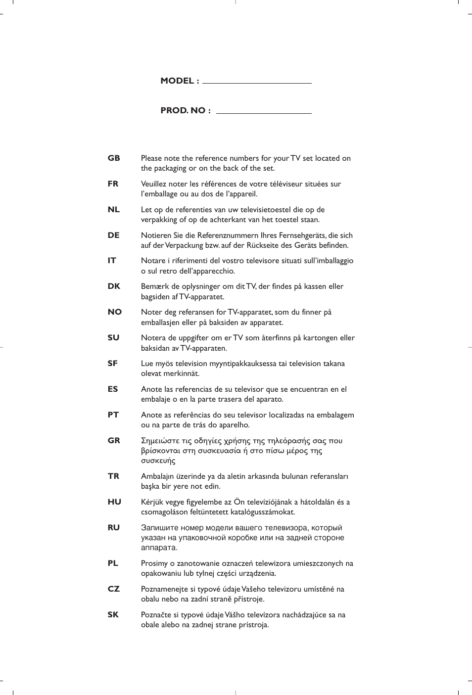 Philips 21PT5458 User Manual | Page 2 / 96