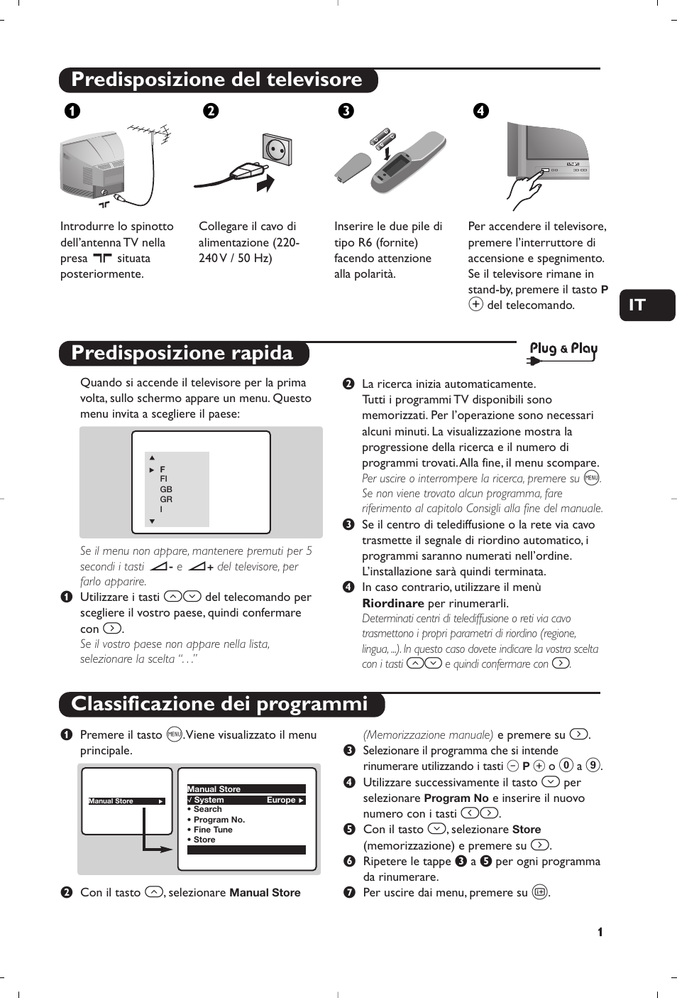 Predisposizione del televisore, Жв к | Philips 21PT5458 User Manual | Page 23 / 96