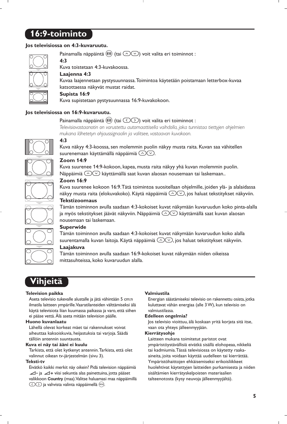 Vihjeitä, 9-toiminto | Philips 21PT5458 User Manual | Page 47 / 96