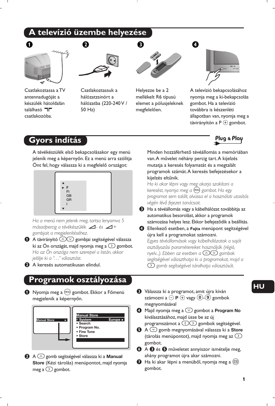 A televízió üzembe helyezése, Gyors indítás programok osztályozása, Жв к | Philips 21PT5458 User Manual | Page 73 / 96