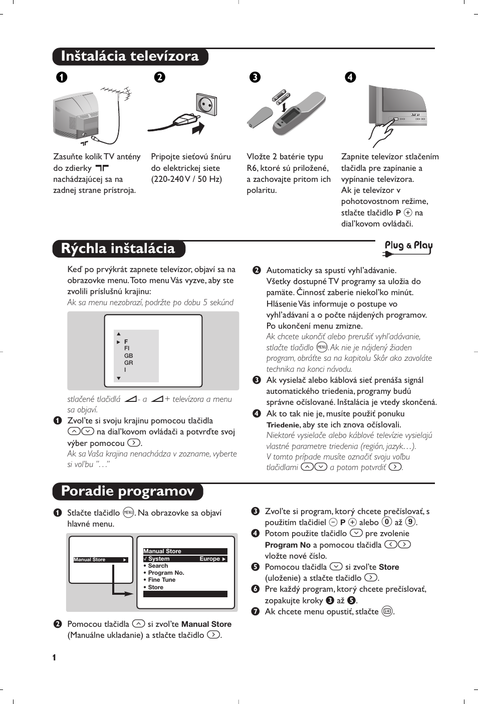 Inštalácia televízora, Rýchla inštalácia poradie programov, Жв к | Philips 21PT5458 User Manual | Page 88 / 96