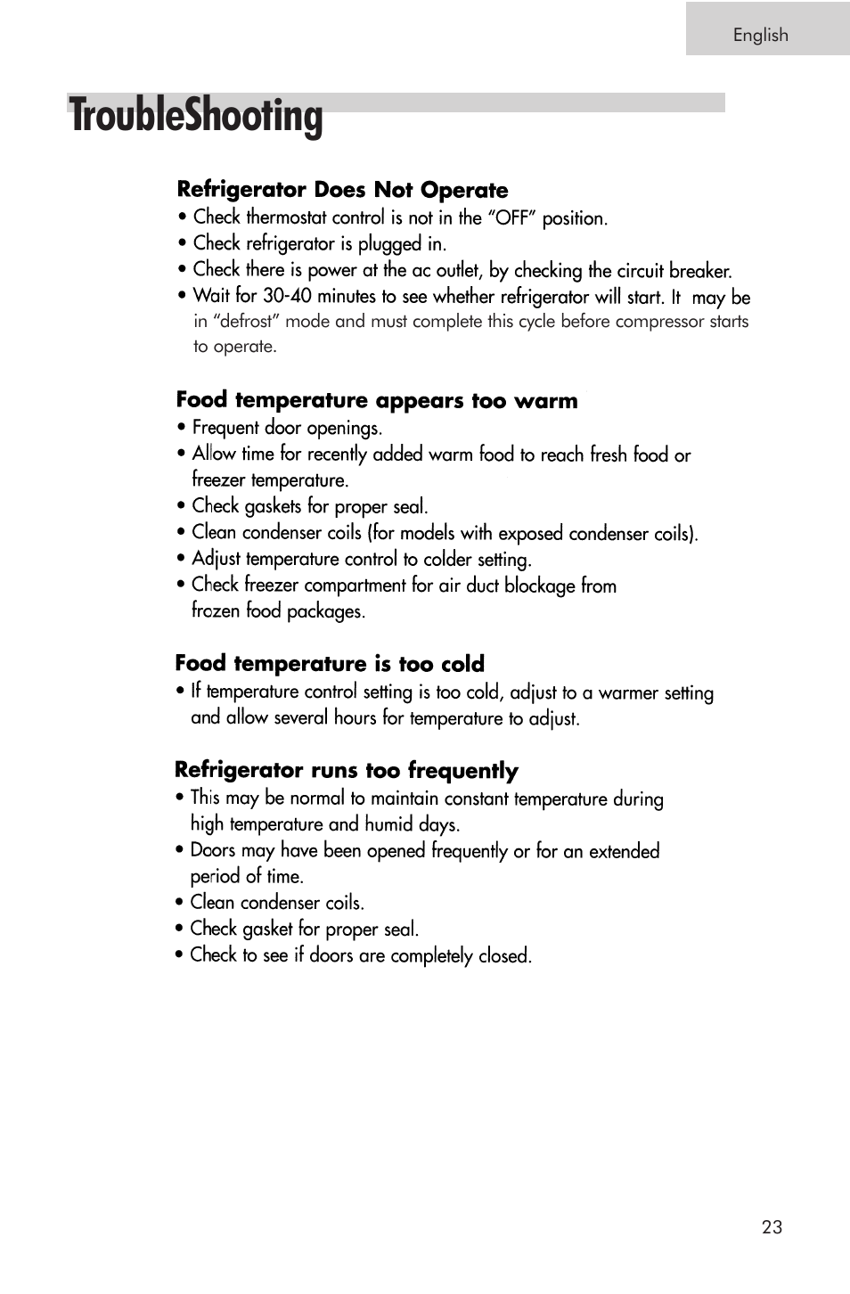 Troubleshooting | haier RRTW User Manual | Page 25 / 81